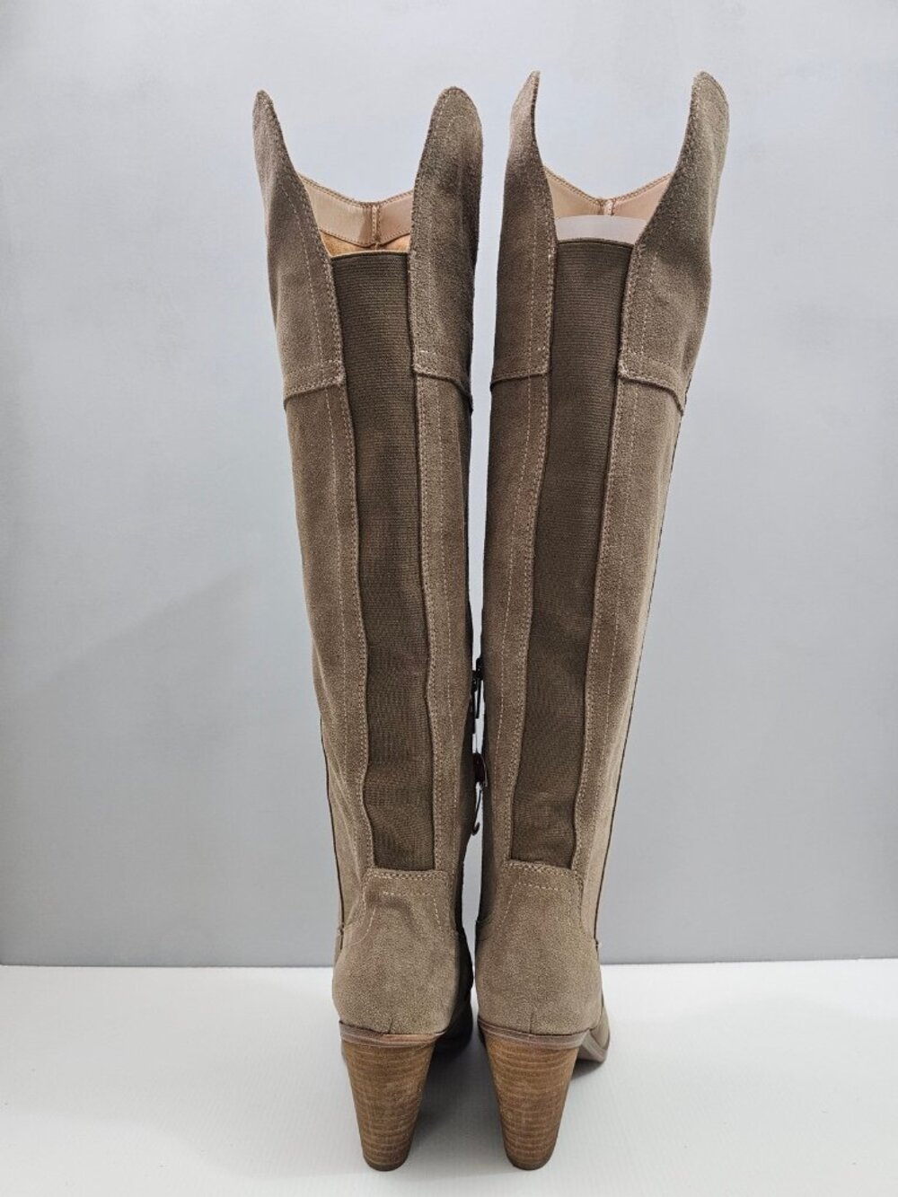 Blondo Windie Waterproof Over The Knee Boots Womens 9 Taupe Suede Block Heel - Picture 9 of 15